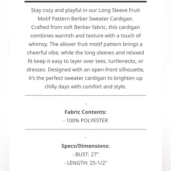 POL oversized strawberry berber cardigan sweater - Picture 5 of 5